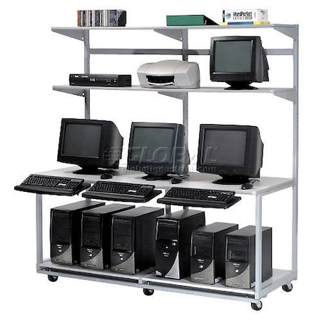 Global Industrial 72in Computer LAN Workstation, 72inW x 30inD x 74inH, Gray, Unassembled 651319